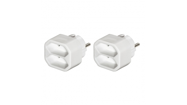 Hama Stopcontactadapter 2-voudig 2x Euro-stopcontact Dubbelpak Wit