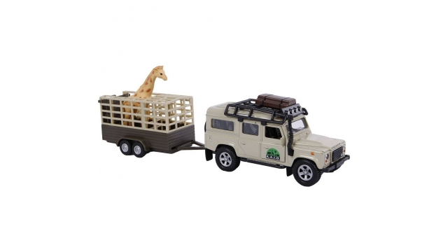 Kids Globe Safariset met Die-Cast Landrover + Aanhanger en 2 Giraffen