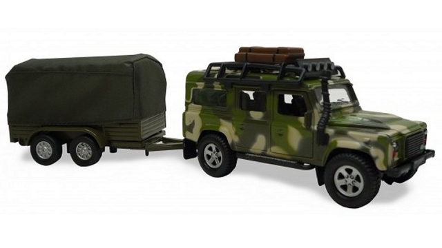 Kids Globe Landrover Defender Military Met Aanhanger