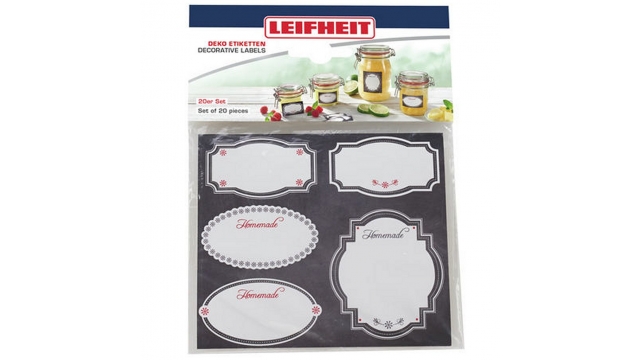 Leifheit 3218 Zelfklevende Deco-Etiketten 20 Stuks Zwart/Wit