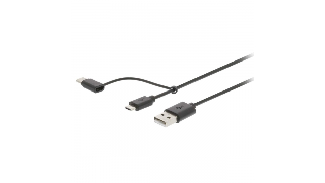 Nedis CCGB60610BK10 2-in-1 Sync- En Oplaadkabel Usb-a Male - Usb Micro-b / Type-c™ Male 1,0 M Zwart