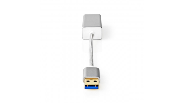 Nedis CCTB61950AL02 Usb-adapter Usb 3.2 Gen 1 Usb Type-a Rj45 Female Verguld Recht 0.20 M Rond Gebreid / Nylon Aluminium Zilver Cover Window Box