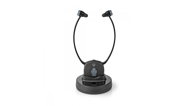 Nedis HPRF021BK Draadloze Tv-koptelefoon Rf In-ear Maximale Batterijduur: 7 Hrs 25 M Digitale Audio Laadstation Balanscontrole Slechthorenden Ondersteuning Zwart