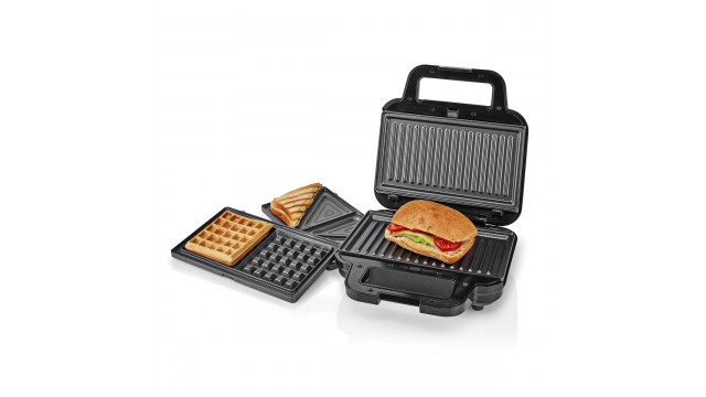 Nedis KAMG110FBK Multi Grill Grill / Sandwich / Waffle 700 W 22 X 12.5 Cm Automatische Temperatuurregeling Kunststof / Roestvrij Staal