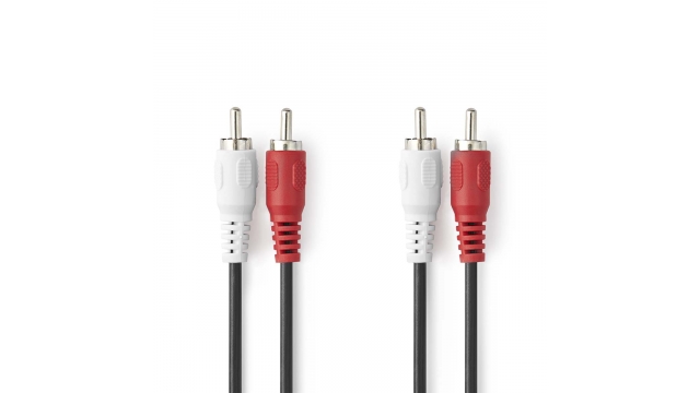 Nedis CAGL24200BK10 Stereo-audiokabel 2x Rca Male 2x Rca Male Vernikkeld 1.00 M Rond Zwart Label