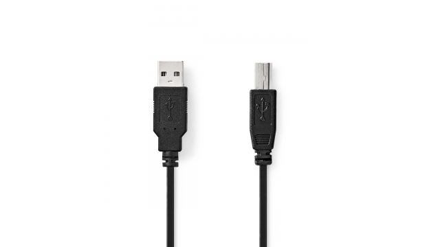 Nedis CCGL60100BK20 Usb-kabel Usb 2.0 Usb-a Male Usb-b Male 10 W 480 Mbps Vernikkeld 2.00 M Rond Pvc Zwart Label