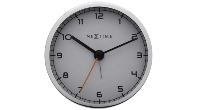 NeXtime NE-5194WI Wekker 9 X 9 X 7.5 Cm, Metaal, Wit, 'Company Alarm'