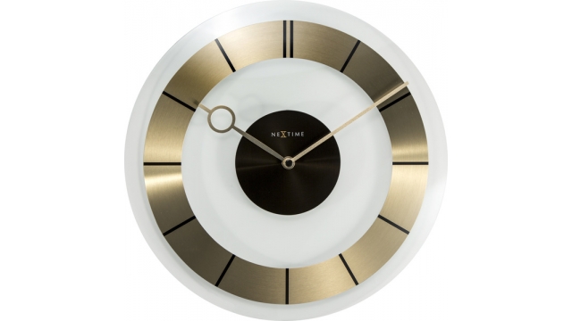 NeXtime NE-2790GO Wandklok Dia. 31 Cm, Glas, Goud, 'Retro'