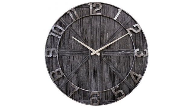 NeXtime NE-3276ZW Wandklok York 50 cm Zwart/Hout/Metaal