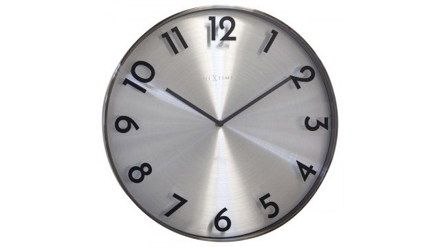 NeXtime NE-3289GS Metalen Wandklok - 40cm -Stille Klok - Metaal - "Reflection"