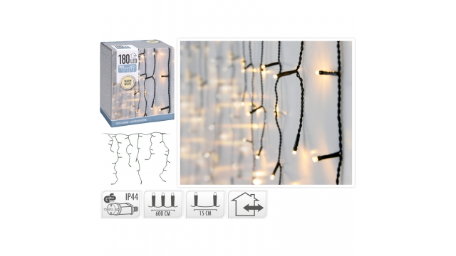 Kerst IJspegelverlichting 180 Leds Binnen&Buiten IP44 6M