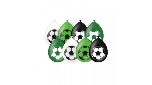 Party Ballonnen Voetbal 8 Stuks Groen/Wit/Zwart