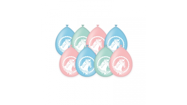 Party Ballonnen Paarden 8 Stuks Pastel Roze/Blauw/Groen