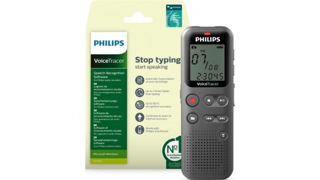 Philips DVT1115 VoiceTracer Audiorecorder Grijs