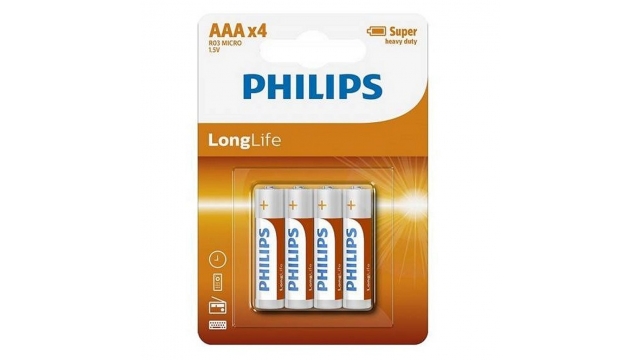 Philips R03 Longlife AAA Batterij 4 Stuks