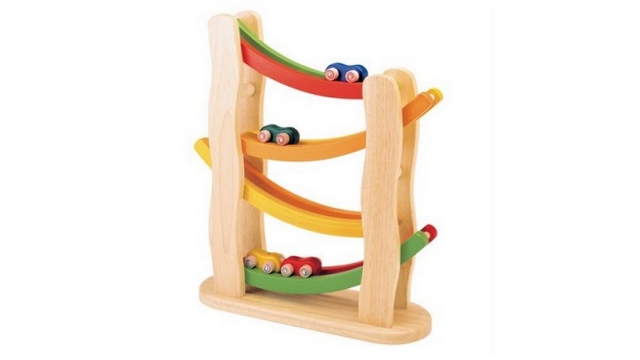 Pintoy Houten Regenboog Helling Autobaan + 4 Auto's