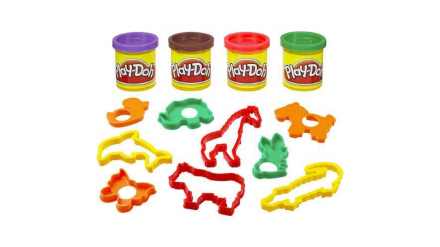 Play-Doh Emmer Dieren met 4 Potjes Klei en 9 Dierenvormpjes