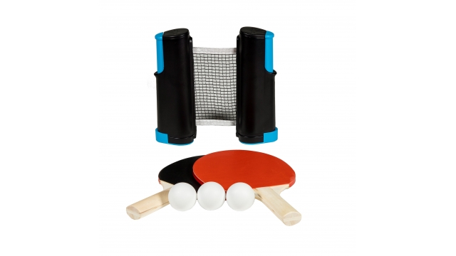 SportX Oprolbaar Tafeltennisnet + 2 Bats + 2 Ballen