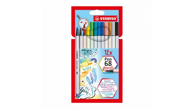 Stabilo Pen 68 Brush met 12 Kleuren