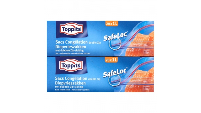 Toppits Safeloc Zip-Diepvrieszakken 1L 20 Stuks