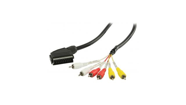 Valueline Vlvp31160b20 Scart - Rca Kabel Scart Mannelijk - 6x Rca Mannelijk  2,00 M Zwart