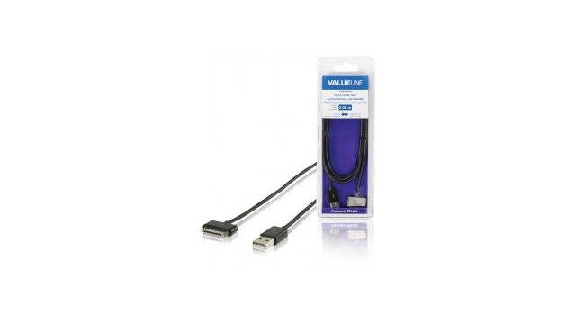 Valueline VLMB39100B20 Sync & Charge-kabel voor Ipad / Iphone / Ipod Apple 30-pins - Usb 2.0 A Mannelijk Zwart 2,00 M